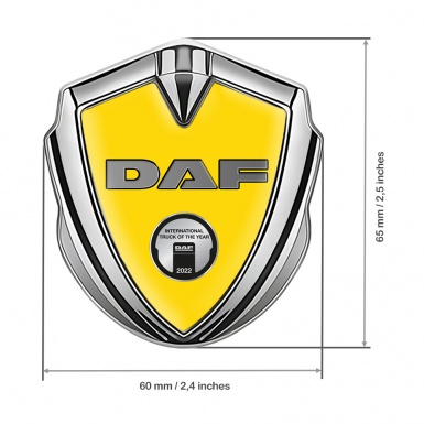 DAF Domed Emblem Silver Yellow Base Metallic Symbol Oval Plaque