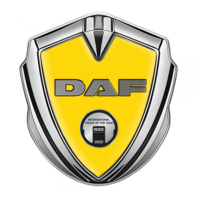 DAF Domed Emblem Silver Yellow Base Metallic Symbol Oval Plaque