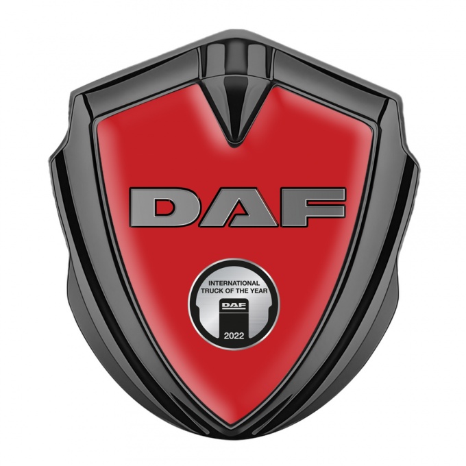 DAF Emblem Ornament Graphite Red Base Metallic Oval Plaque Edition