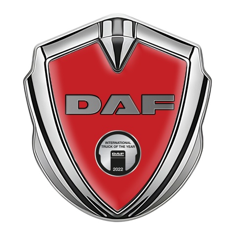 DAF Emblem Ornament Silver Red Base Metallic Oval Plaque Edition