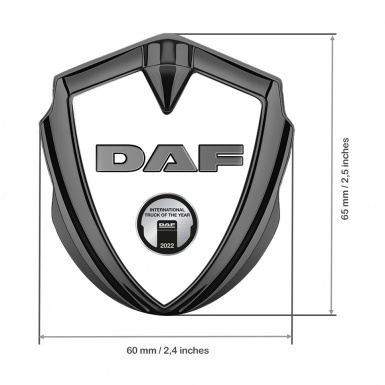 DAF Bodyside Domed Emblem Graphite White Base Metallic Logo Oval Plaque