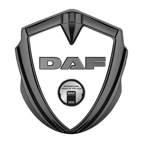 DAF Bodyside Domed Emblem Graphite White Base Metallic Logo Oval Plaque