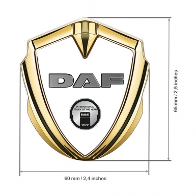 DAF Bodyside Domed Emblem Gold White Base Metallic Logo Oval Plaque