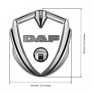 DAF Bodyside Domed Emblem Silver White Base Metallic Logo Oval Plaque