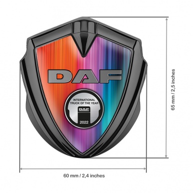 DAF Emblem Car Badge Graphite Color Gradient Metallic Oval Plaque Design