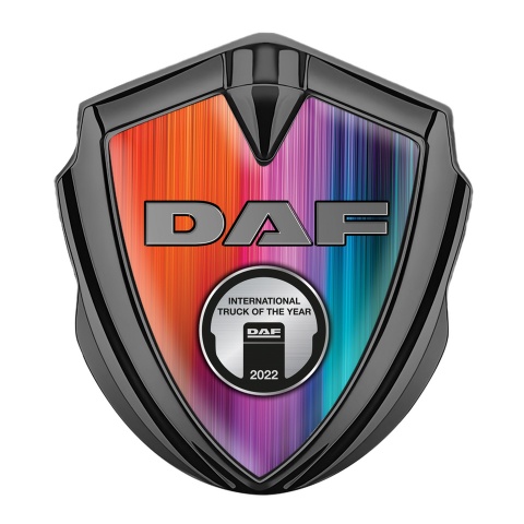 DAF Emblem Car Badge Graphite Color Gradient Metallic Oval Plaque Design