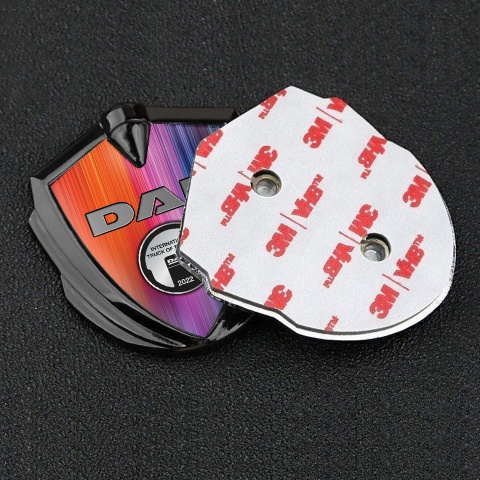 DAF Emblem Car Badge Graphite Color Gradient Metallic Oval Plaque Design