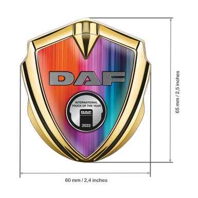 DAF Emblem Car Badge Gold Color Gradient Metallic Oval Plaque Design