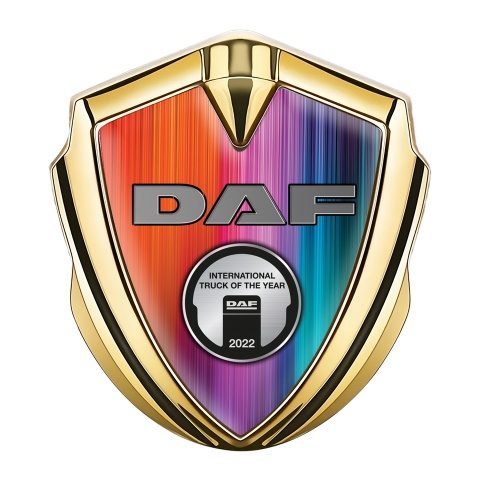 DAF Emblem Car Badge Gold Color Gradient Metallic Oval Plaque Design