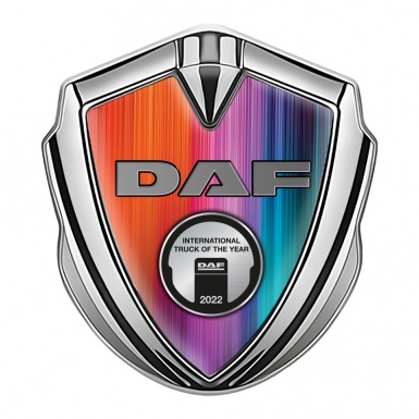 DAF Emblem Car Badge Graphite Color Silver Metallic Oval Plaque Design