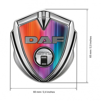 DAF Emblem Car Badge Graphite Color Silver Metallic Oval Plaque Design