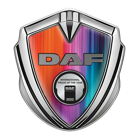 DAF Emblem Car Badge Graphite Color Silver Metallic Oval Plaque Design