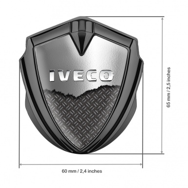 Iveco Metal Domed Emblem Graphite Treadplate Motif Chrome Logo Design