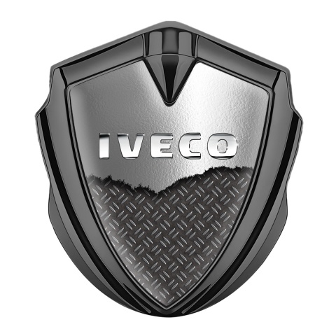 Iveco Metal Domed Emblem Graphite Treadplate Motif Chrome Logo Design