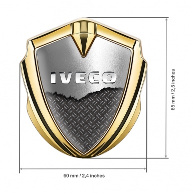 Iveco Metal Domed Emblem Gold Treadplate Motif Chrome Logo Design