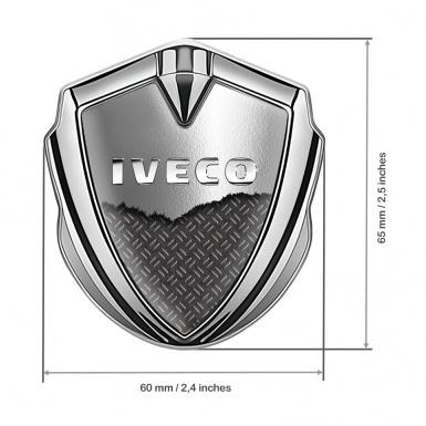 Iveco Metal Domed Emblem Silver Treadplate Motif Chrome Logo Design