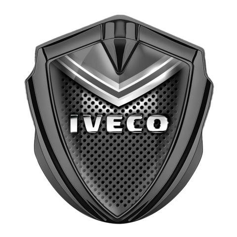 Iveco Badge Self Adhesive Graphite Dark Mesh Segment Chrome Logo Motif