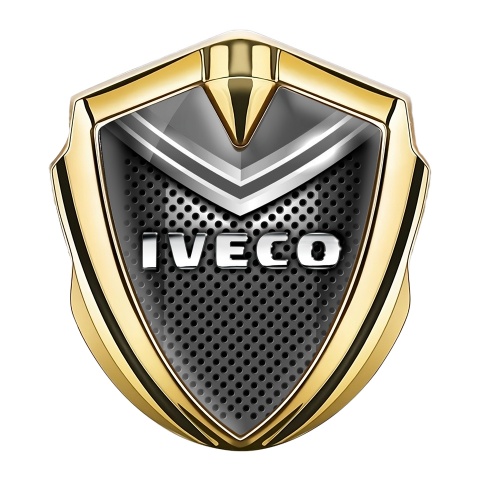 Iveco Badge Self Adhesive Gold Dark Mesh Segment Chrome Logo Motif