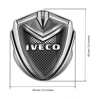 Iveco Badge Self Adhesive Silver Dark Mesh Segment Chrome Logo Motif