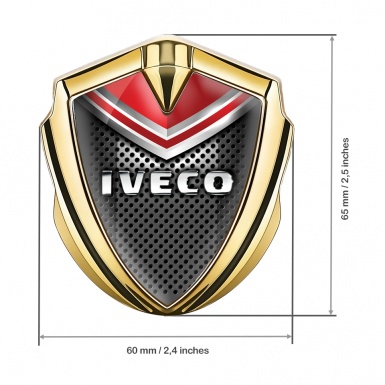 Iveco Emblem Badge Self Adhesive Gold Red Fragment Motif Chrome Logo