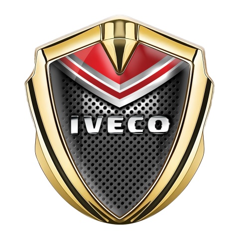Iveco Emblem Badge Self Adhesive Gold Red Fragment Motif Chrome Logo