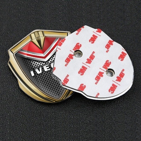 Iveco Emblem Badge Self Adhesive Gold Red Fragment Motif Chrome Logo