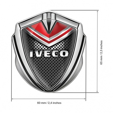 Iveco Emblem Badge Self Adhesive Silver Red Fragment Motif Chrome Logo