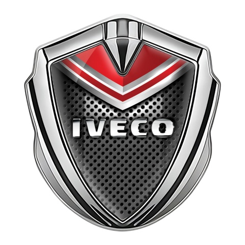 Iveco Emblem Badge Self Adhesive Silver Red Fragment Motif Chrome Logo
