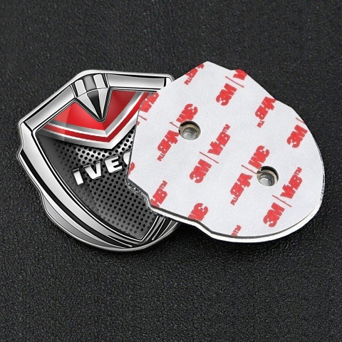 Iveco Emblem Badge Self Adhesive Silver Red Fragment Motif Chrome Logo
