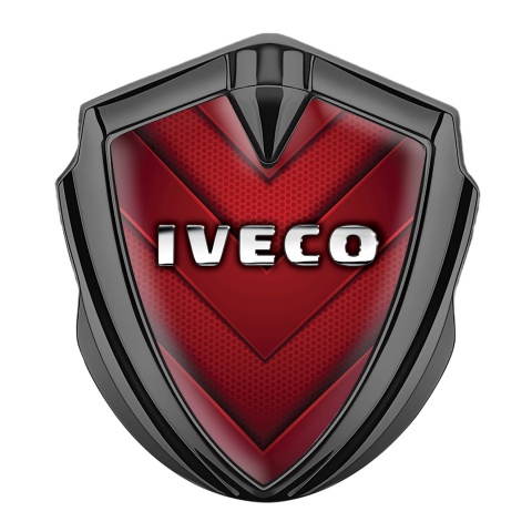Iveco Emblem Fender Badge Graphite Red Hex Arrow Chrome Logo Edition
