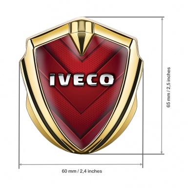 Iveco Emblem Fender Badge Gold Red Hex Arrow Chrome Logo Edition