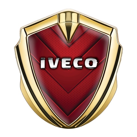 Iveco Emblem Fender Badge Gold Red Hex Arrow Chrome Logo Edition