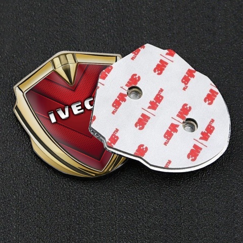 Iveco Emblem Fender Badge Gold Red Hex Arrow Chrome Logo Edition