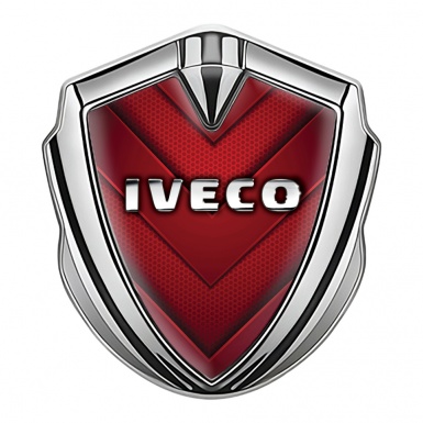 Iveco Emblem Fender Badge Silver Red Hex Arrow Chrome Logo Edition