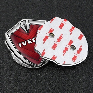 Iveco Emblem Fender Badge Silver Red Hex Arrow Chrome Logo Edition