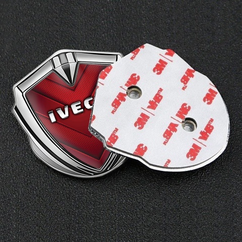 Iveco Emblem Fender Badge Silver Red Hex Arrow Chrome Logo Edition
