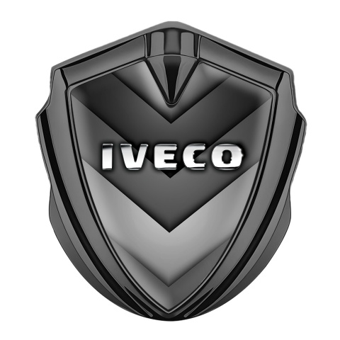 Iveco Metal Emblem Self Adhesive Graphite Grey Hex Chrome Logo Design