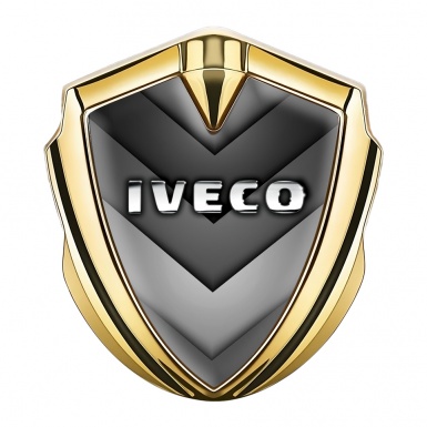 Iveco Metal Emblem Self Adhesive Gold Grey Hex Chrome Logo Design