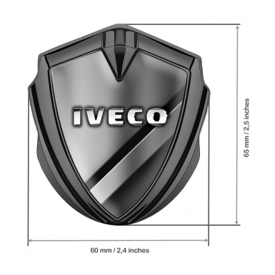 Iveco Emblem Trunk Badge Graphite Polished Metal Chromed Logo Effect