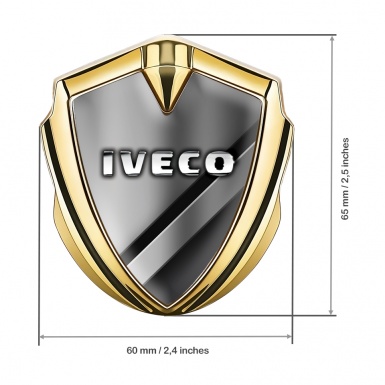 Iveco Emblem Trunk Badge Gold Polished Metal Chromed Logo Effect