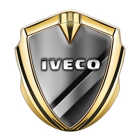 Iveco Emblem Trunk Badge Gold Polished Metal Chromed Logo Effect