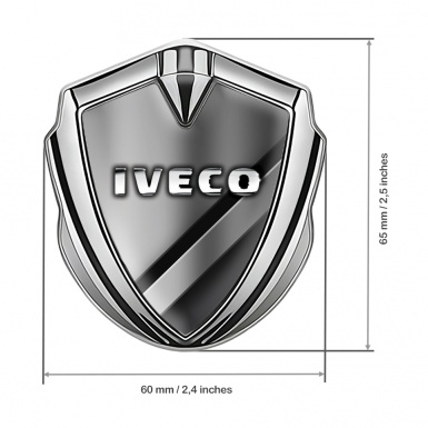 Iveco Emblem Trunk Badge Silver Polished Metal Chromed Logo Effect