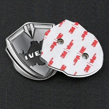 Iveco Domed Emblem Silver Dark Honeycomb Chrome Logo Edition