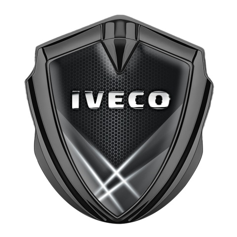 Iveco Bodyside Domed Emblem Graphite White Hex Texture Chrome Polish