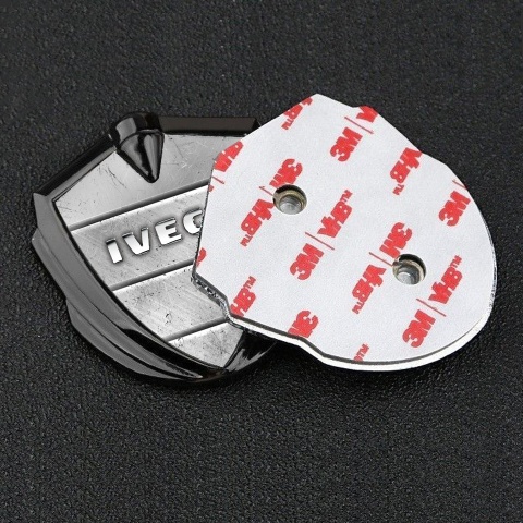Iveco Emblem Truck Badge Graphite Stone Slab Effect Chromed Logo Design