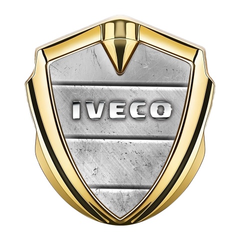 Iveco Emblem Truck Badge Gold Stone Slab Effect Chromed Logo Design