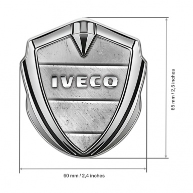 Iveco Emblem Truck Badge Silver Stone Slab Effect Chromed Logo Design