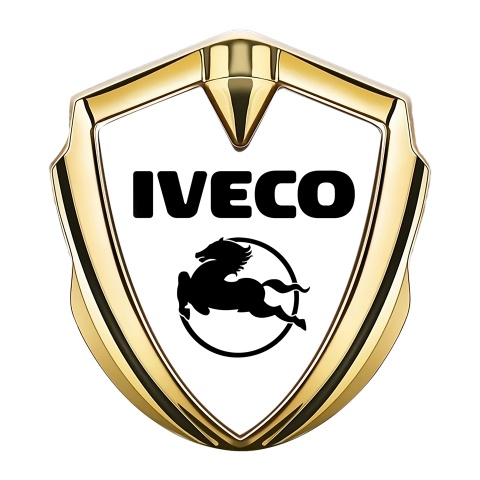 Iveco Emblem Fender Badge Gold White Background Pegaso Design