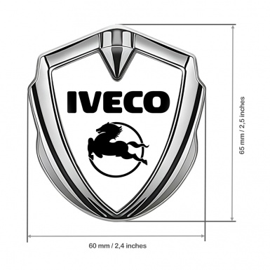 Iveco Emblem Fender Badge Silver White Background Pegaso Design