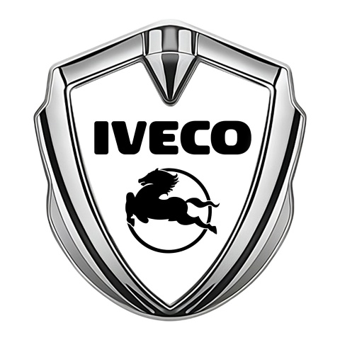 Iveco Emblem Fender Badge Silver White Background Pegaso Design
